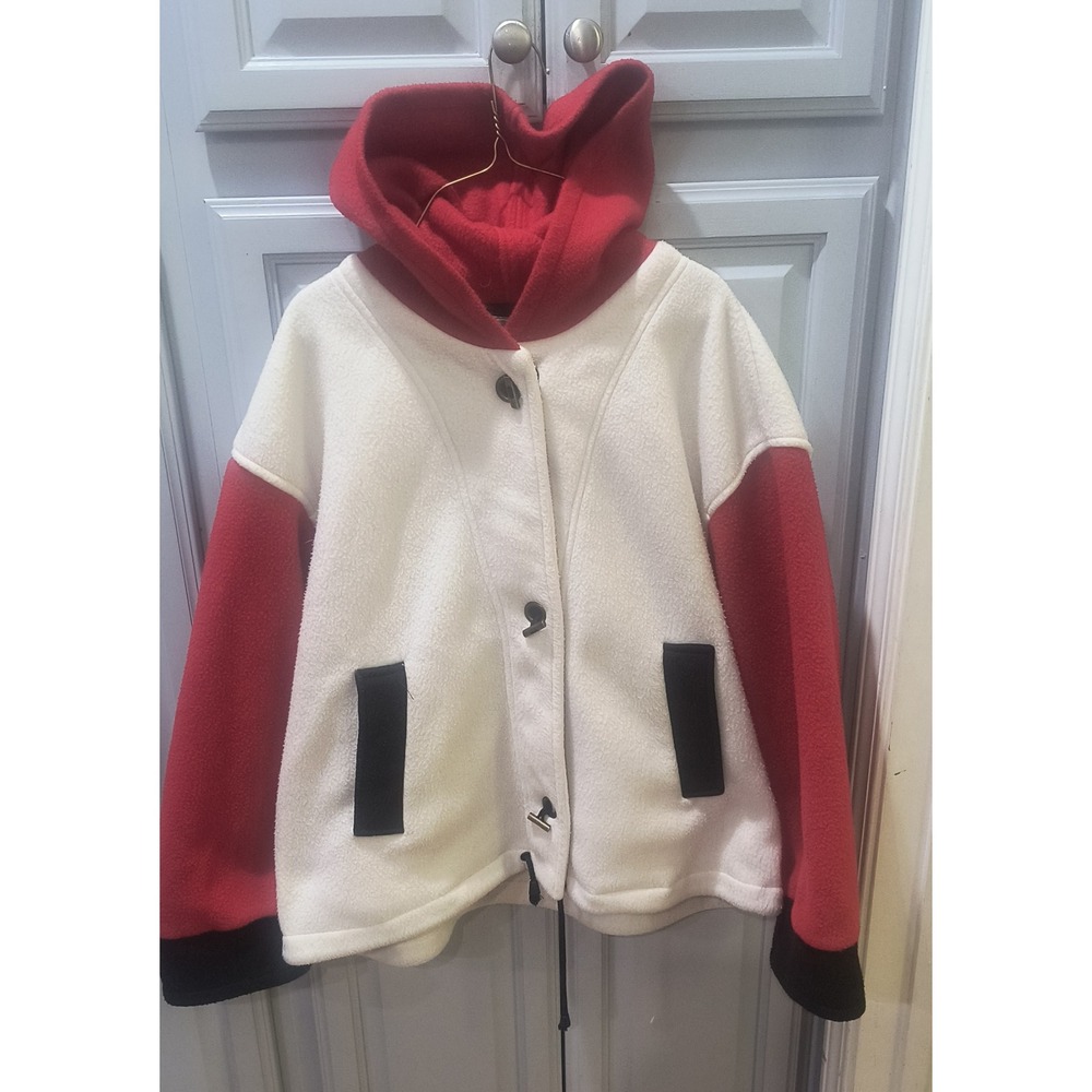 VTG Climate Zone Colorblock Fleece Hoodie Jacket Size L Toggle Button Retro 90s